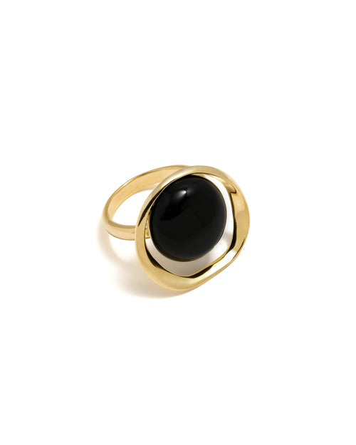 Anillo Satélites Ágata Negra